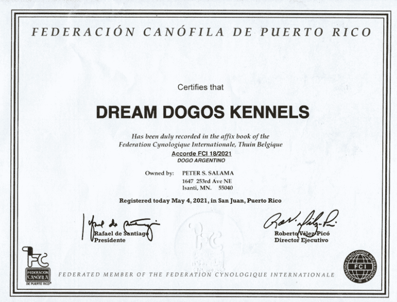 image A certificate of completion for a dog kennel.